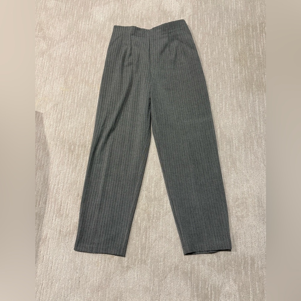 Kim Rogers Gray Plaid Side Zip Pleated Pants Women's Size 12 EUC